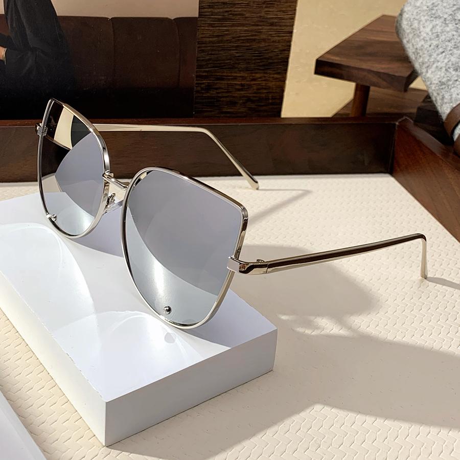 

1pc Cat Eye Unisex Metal Oversized Personality Fashion Sunglasses For Outdoor Vacation Party Beach Photography Accessories серебряный