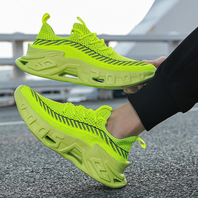 2025 Fashion Green Men‘s Running Shoes Big Size 46 Platform Sports Trainers Men Lightweight Athletic Shoes Zapatillas Hombre