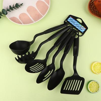 6 Stück Nylon Multifunktion Schwarz Schaufel Löffel Suppenkelle Pfannenwender Set Antihaft Küchengeschirr Kochwerkzeuge