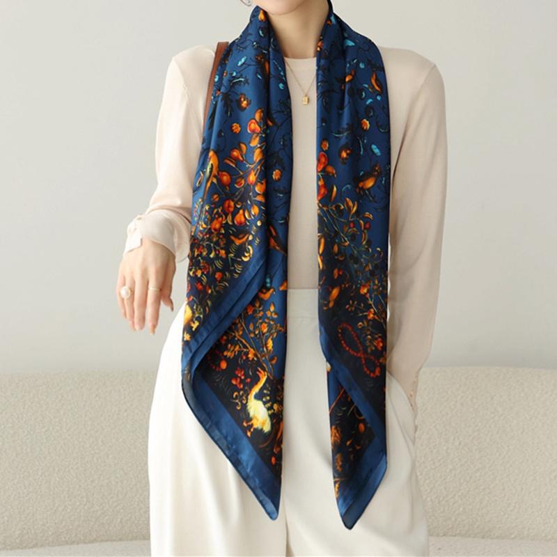 Spring Scarf For Women, Luxury Design, Smooth Silk Scarf, Soft Muslim Headband, Deach Shawl.