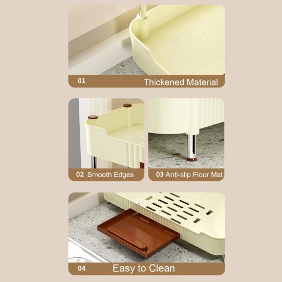 2-Tier Kitchen Counter Organizer Storage Shelf with Drip Trays Countertop Organizer Rack for Bottles And Jars Kitchen Bathroom