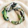 Premium magnetic buckle pearl silk scarf necklace retro flower small scarf Internet celebrities free small scarf