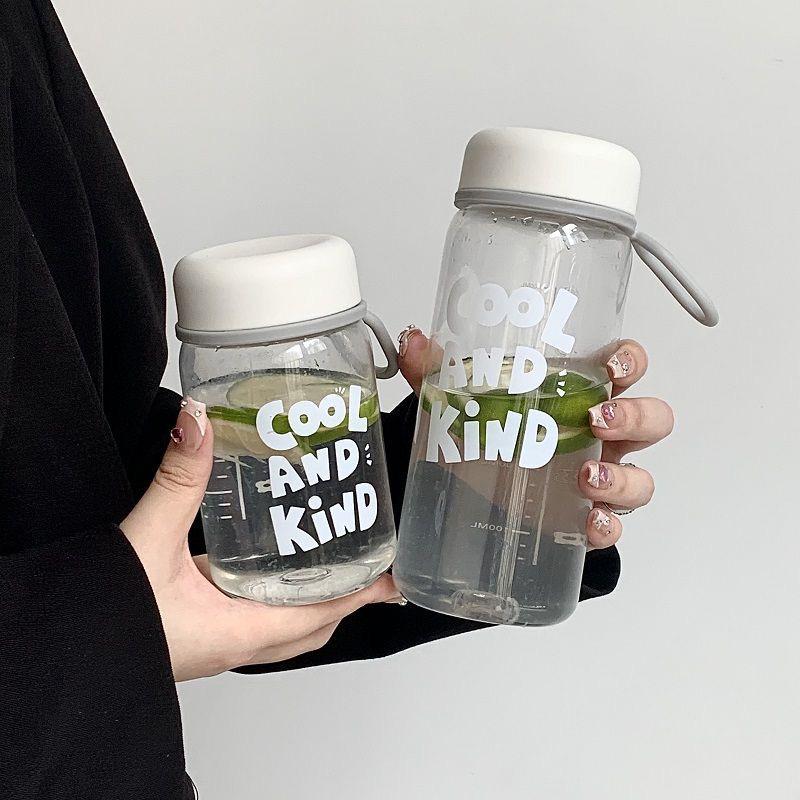 Taşınabilir Şeffaf Öğrenci Su Bardağı Kordonlu Plastik Su Şişesi Büyük Kapasiteli İçme Bardağı Açık Hava Sporları