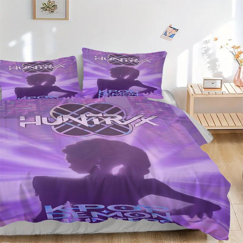 

3pcs KPOP Demon Hunters, Huntrix Bedding Set: Perfect for Bedroom or Guest Room. Soft and Comfortable with No Core Included yy251009173 135x200cm