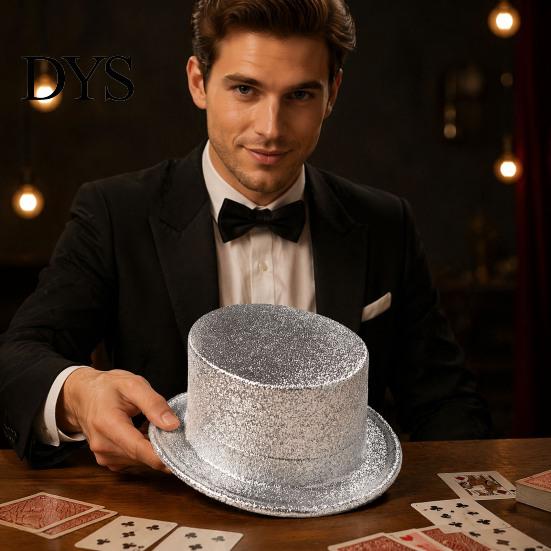 Magician Costume Accessories for Adults Kids Shiny Top Hats, Glitter Hat Adult Kids, Colorful Hat, Victorian Dress Up Christmas Sparkling Parties