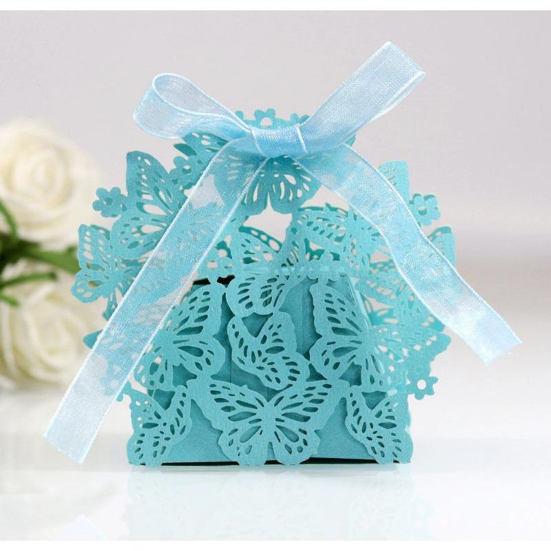 50Pcs/Set Hollow Butterfly Gift Paper Boxes Creative Laser Cutting Wedding candy box Dragee Box Cookie Carton Wrapping Package