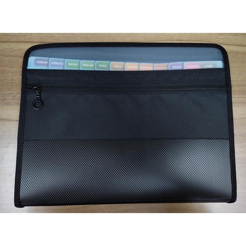 A4 Double Zipper Accordion File Bag, 13-Pocket Waterproof Student Folder