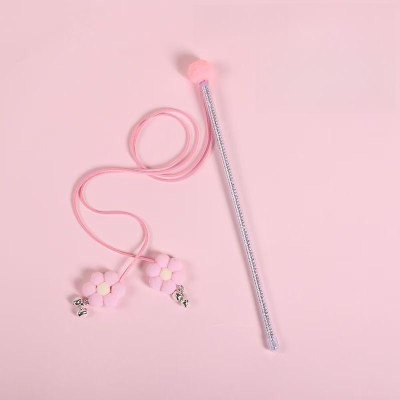 1pcs/Set Cat Teaser Wand Set with Floral Tassel Cartoon Design, Interactive Toy for Indoor Play