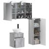 Bathroom Furniture Set 4 pcs Grey Sonoma Engineered Wood and Glass
