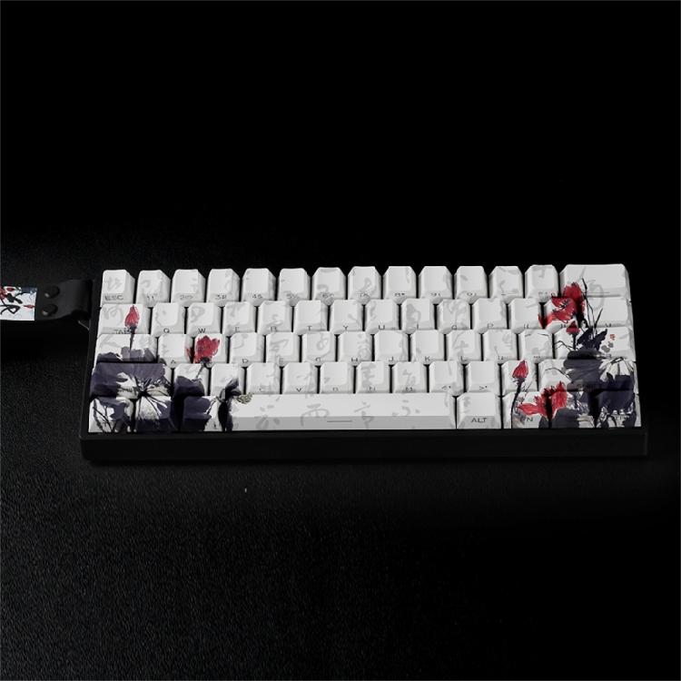 Professional PBT Keycaps MXes 60/68Keys Dyes Sublimated Plums Flower Pattern Ergonomic OEM Profile Computer Access