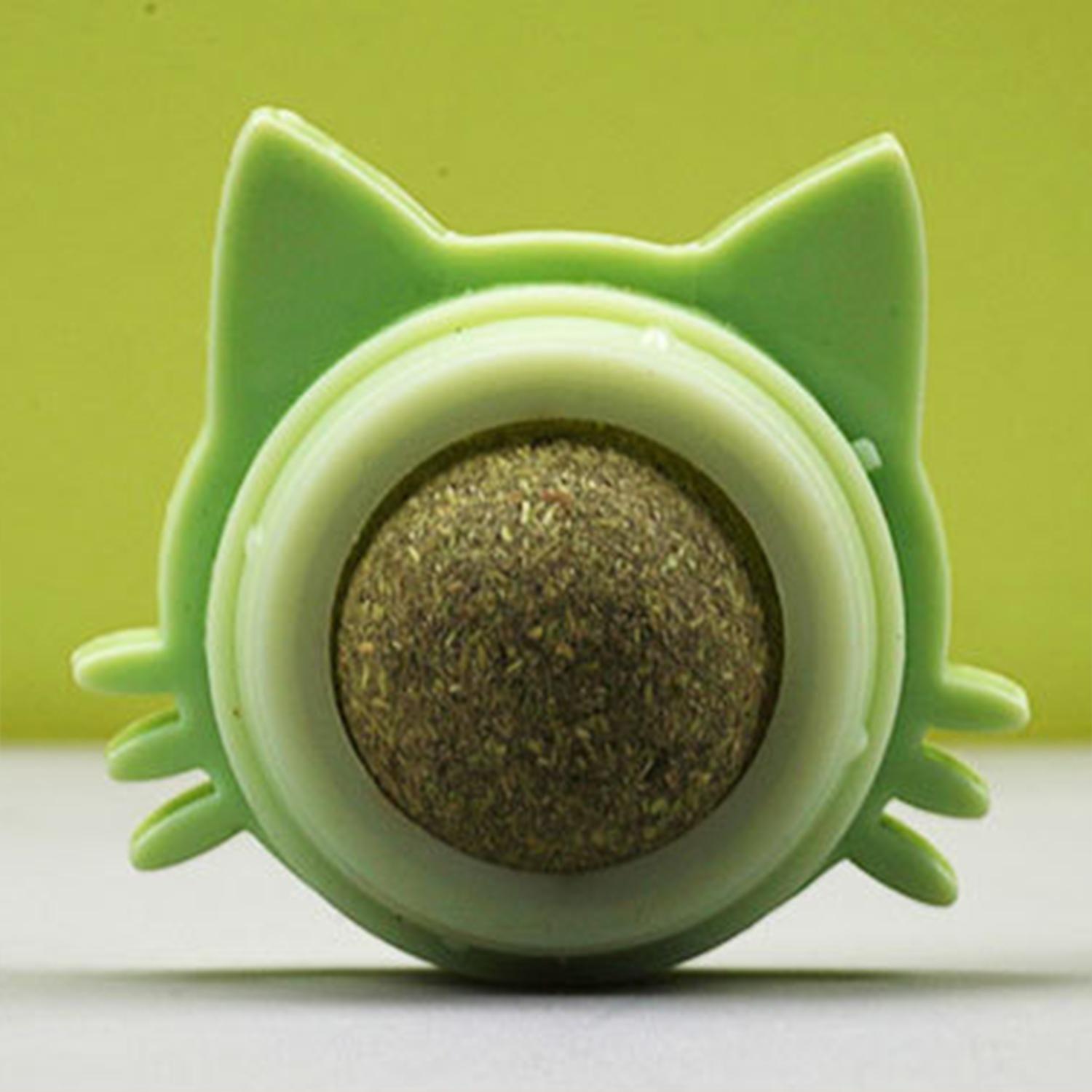 

1pc Pet Catnip Ball Toy Natural Mint Promotes Cat Grass Wall Sticker Ball Can Be Rotated Cat Lick Candy Snacks Kitten Toy зелёный
