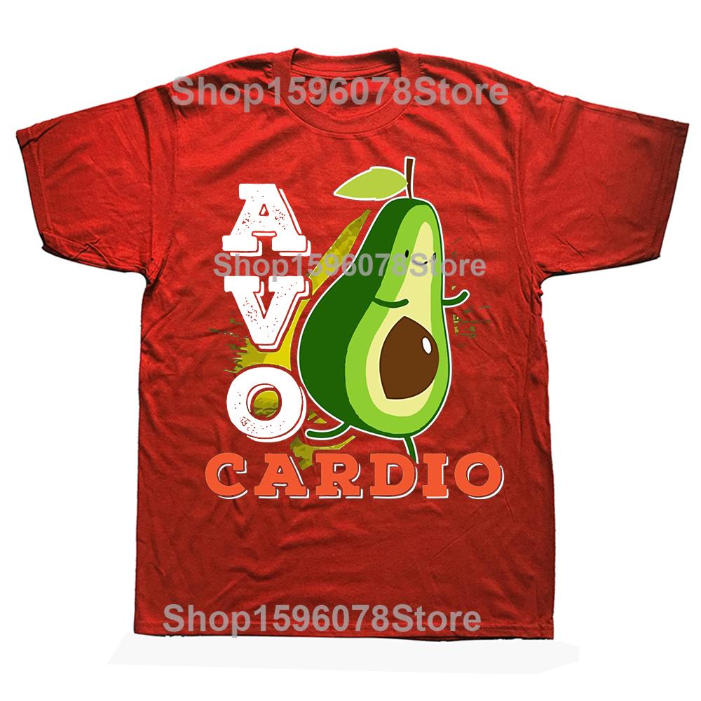 Avocardio Avocado Exercise Running Funny Cute Printed T Shirts Men Breathable Tees Summer Cotton Tshirt Hip Hop Loose TShirt