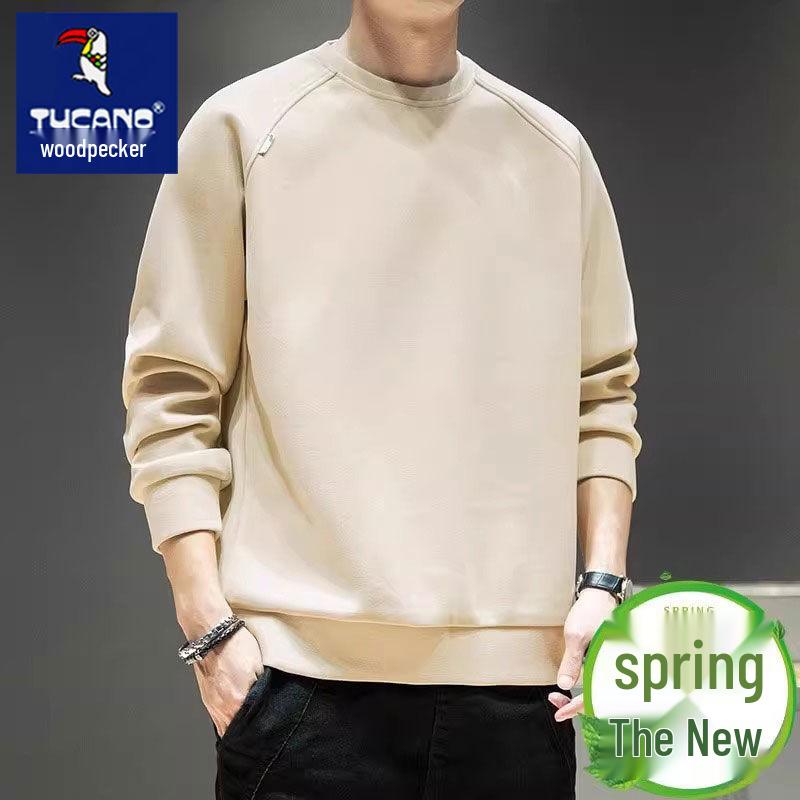 

Woodpecker Men s Casual Long Sleeve Hoodie - Round Neck, Solid Color, Trendy Loose Fit XL