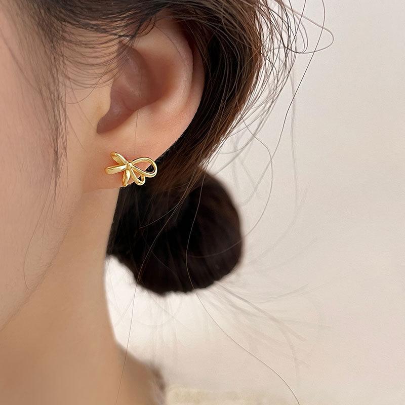925 Sterling Silver Jewelry Cute Bowknot Stud Earrings for Women Girls Party Jewelry For Girls Friend Gift