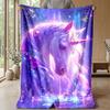 Glowing Magical Unicorn Theme blanket Lightweight Warm Flannel Blanket Decorative Throw Blanket for Home Decoration