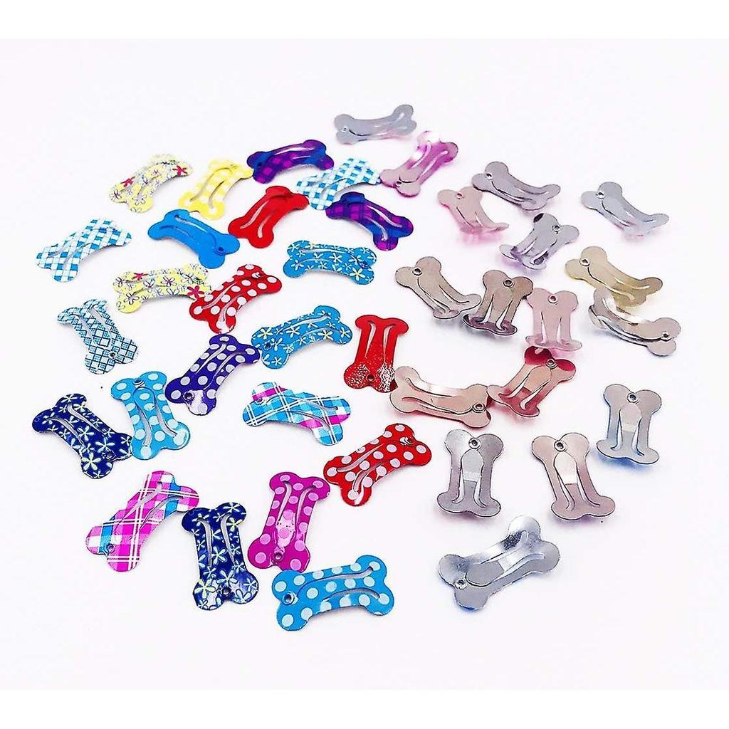Cute 1" Small Bone Snap Hair Clips Pet Grooming Products Dog Cat Puppy Hair Accessories Random Color Pack of 20