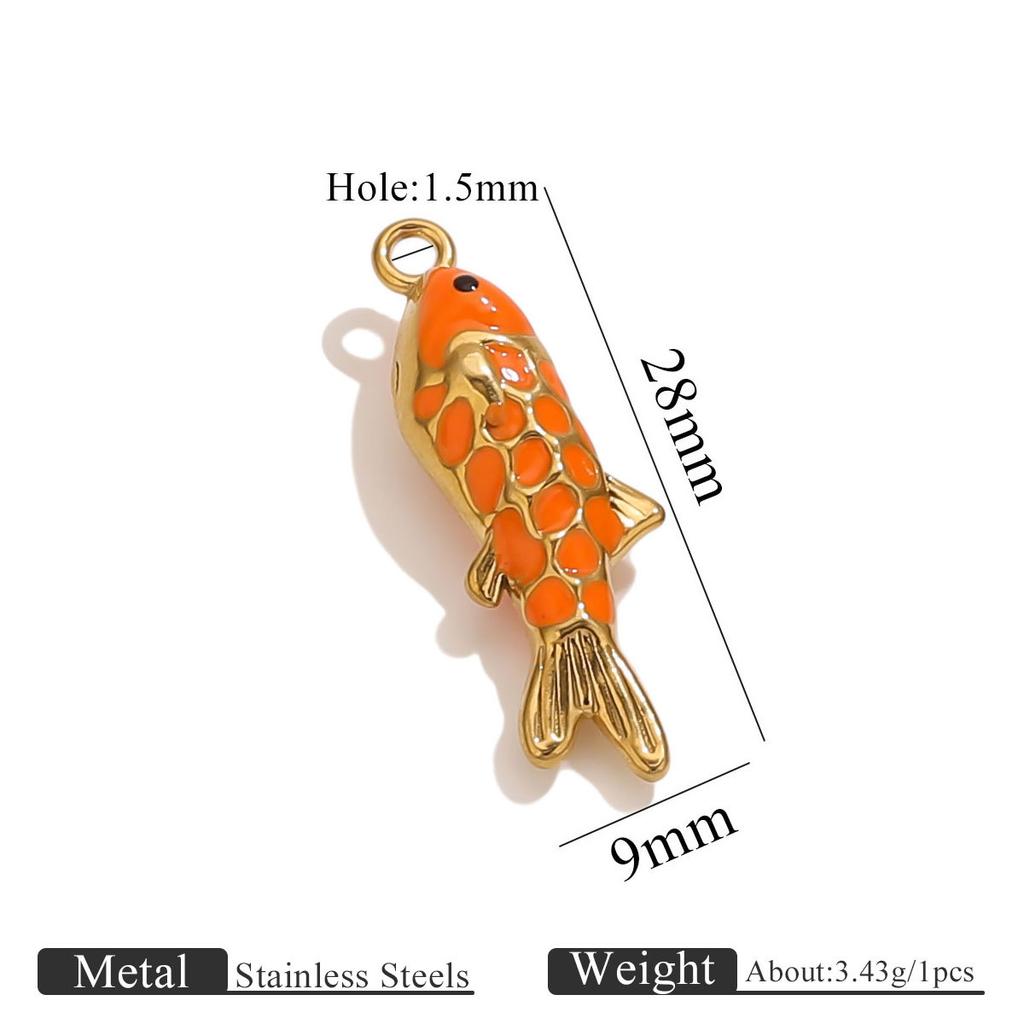 Yori Colored Oil Dripping Carp DIY Pendant Stainless Steel Jewelry Accessories Pendant Necklace Bracelet Accessories