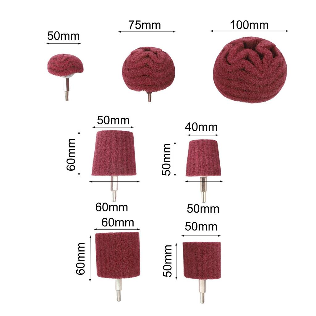 7-teiliges Set Pilzförmige Nylon-Polierscheiben für Metall Zur Rostentfernung und zum Polieren von gebürsteten Oberflächen mit sicherem Griff