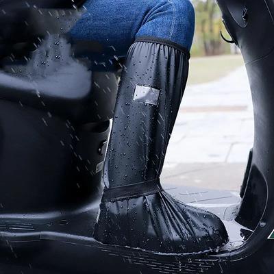 High Tube Rain Shoe Cover Non-Slip Overshoes with Zipper Reusable Shoe Protector for Men Women Kid Outdoor Activities Rain Boots