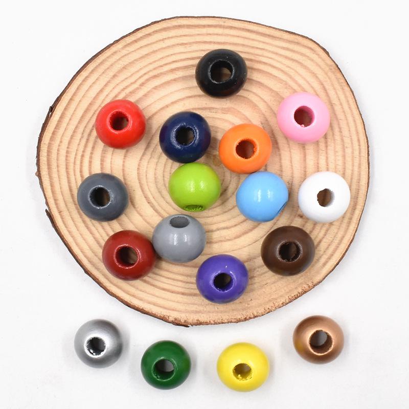 20pcs 20mm Colorful Round Wooden Beads for Craft Natual Painted Wood Spacer Loose Beads for Home Party Festival Decoration