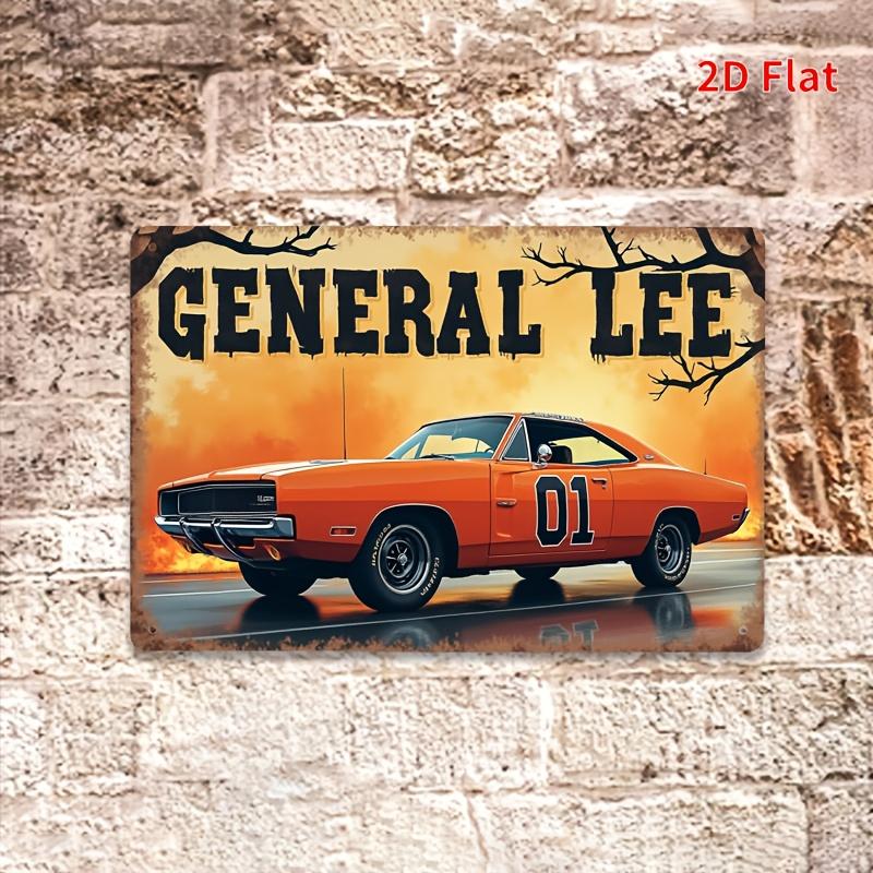 [Vintage Iron Wall Plaque] Surface,Vintage Iron Wall Plaque - "General Li 01" Vintage Car Art with Flame Orange And Black Design