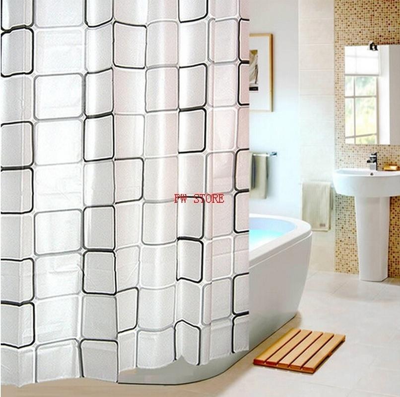 180 X 200cm  Fashion  Bathroom Waterproof Shower Curtains with 12pcs Curtain Hooks Rings