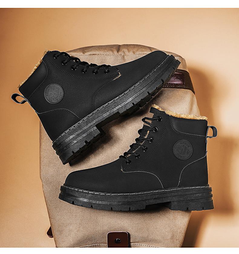 Fleece Martin boots men's shoes winter high-top British boots men's cotton shoes thickened warm snow boots