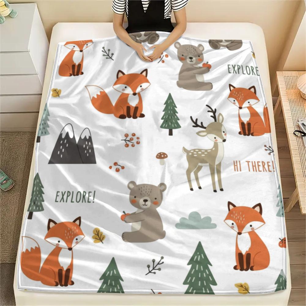 1Pc Cute Nordic Style Print Flannel Blanket, High quality Comfortable for All Seasons, Home Decor, Warmth and Comfort, Perfect for Christmas Gifts W24