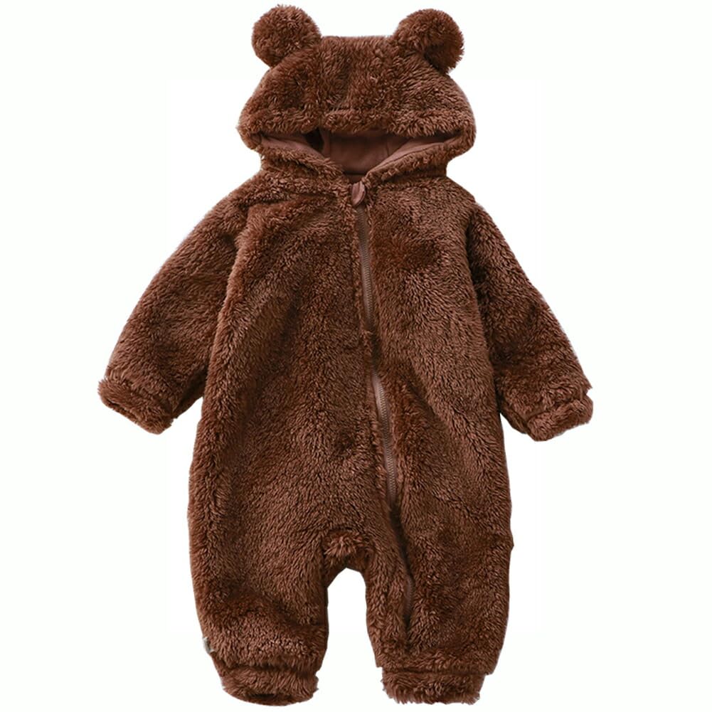 Augelute Kigurumi Fluffy Boa Baby Boys and Size Brown Outerwear, Bear, Coverall, Girls, 60,