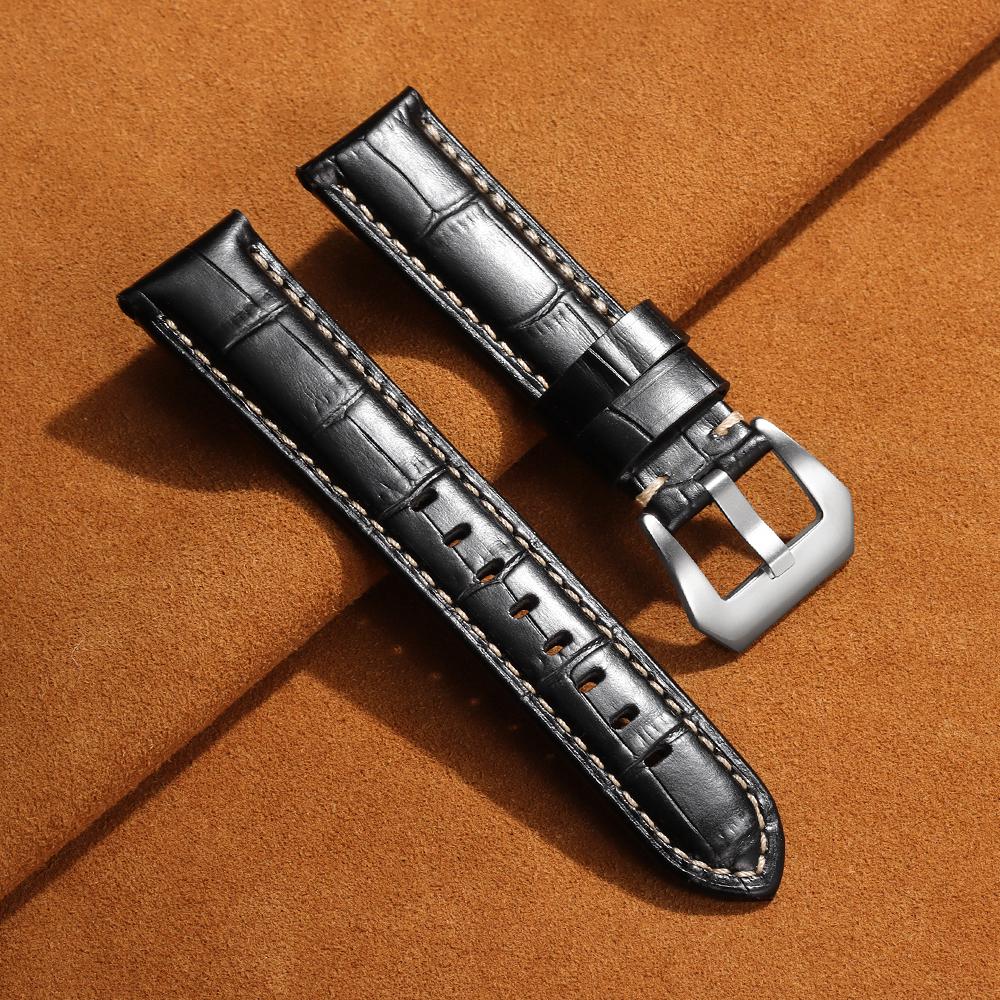 High Quality Genuine Calfskin Leather Watch Strap 20mm 22mm 24mm 26mm Men Watchband Black Brown Blue Matte Cowhide Watch Band