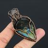 Labradorite & Rainbow Moonstone Pendant, Handmade Gemstone 999 Copper Wire Wrapped Pendant Antique Jewelry, For Gift Silver Jewelry