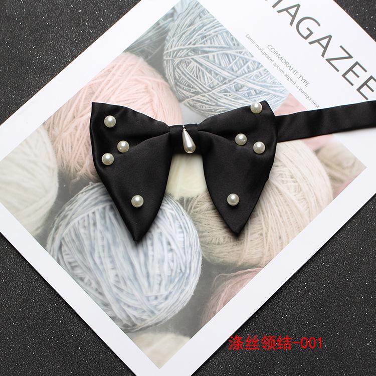 Vintage British Style Classic Dress Bow Tie, Pearl Accessories Large Bow Tie, Men'S Wedding Bow Tie