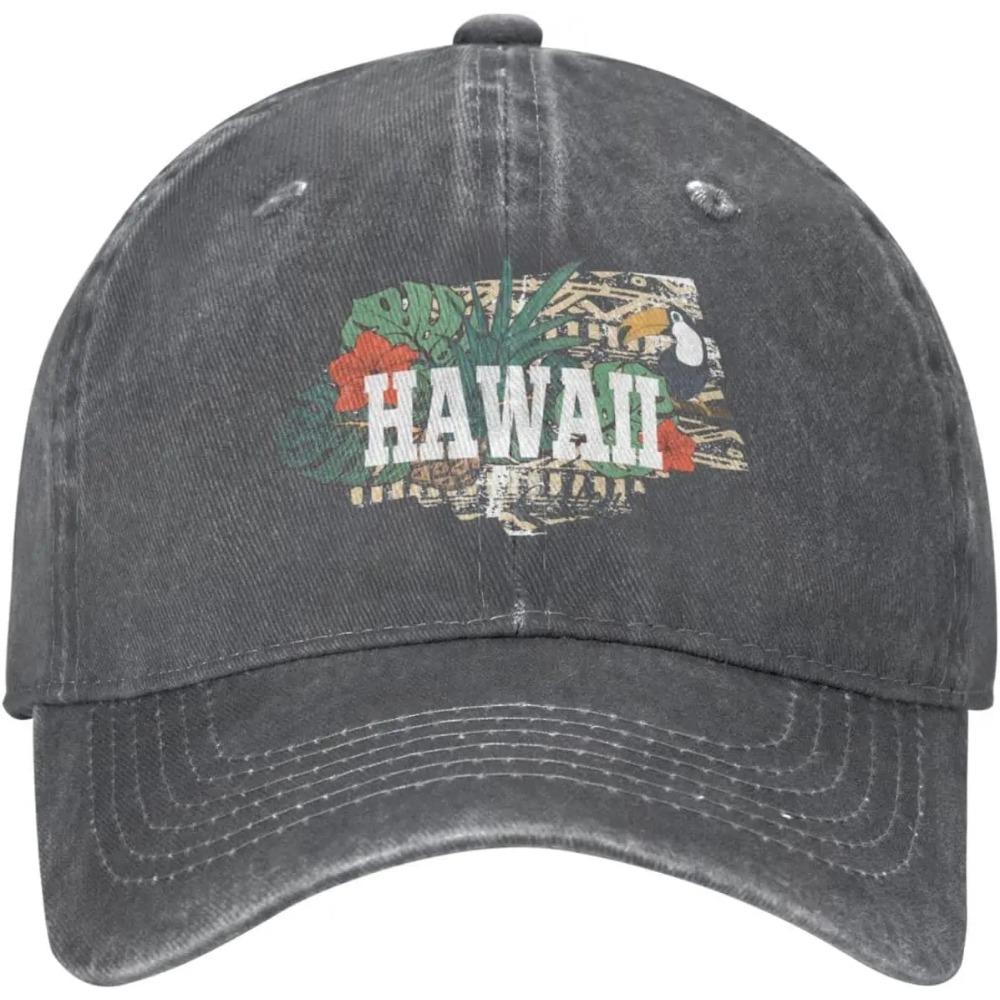 Funny Hawaii Vintage Distressed Adjustable Washed Denim Mens Dad Trucker Hat Baseball Ball Cap for Men