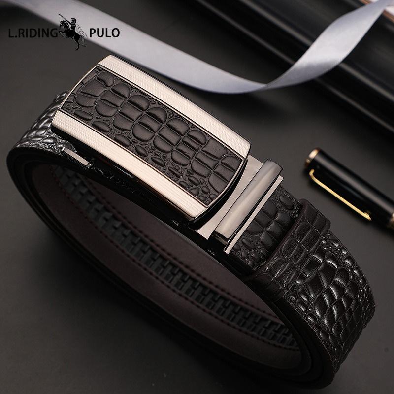 Belt Men's Business Toothless Automatic Belt Men's Crocodile Pattern Durable Leather High-end Trousers Genuine