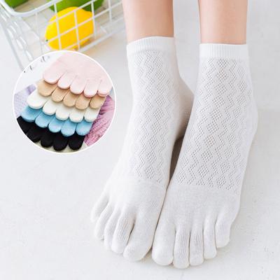 Women Solid Color Toe Socks Five Finger Socks Cotton Soft