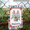 2D Flat, 1pc Patriotic "Welcome" Hydrangea Aluminium Sign - 8"x12" Rustic Red White Blue Decor, USA Flag & Floral Porch Art, Perfect for Independence