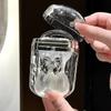 Caixa de Sabão de Viagem com Bandeja Drenante Transparente Ondas d'Água Artigos de Banho Mini Estojo Portátil para Armazenamento de Sabão Tampa Selada Duas Camadas