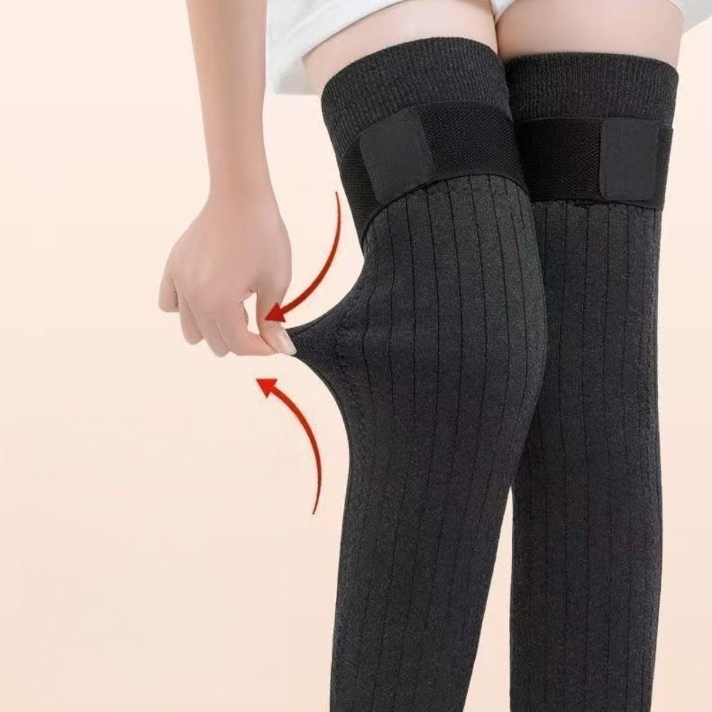 Elastische Warme Kniebandagen mit Riemen Kältefeste Thermische Beinwärmer Sport Zubehör