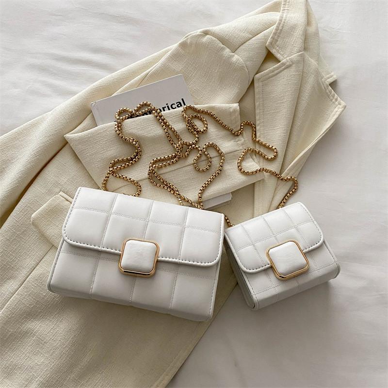 Trendsetting Spring Chain Bag Unique Casual Crossbody Purse With Soft Pu Material For Any Outfit Small белый