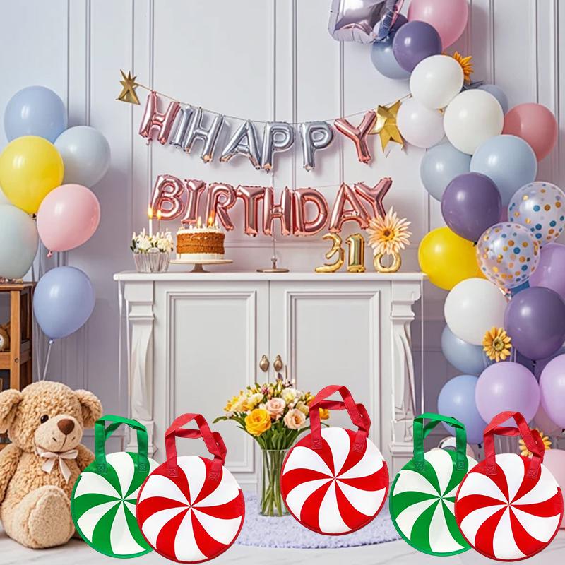 1/10PC Candy Cane-Shaped Birthdays Green & Red Striped Design Weddings Gift Bag Candy Cane Decorations 2 Colors