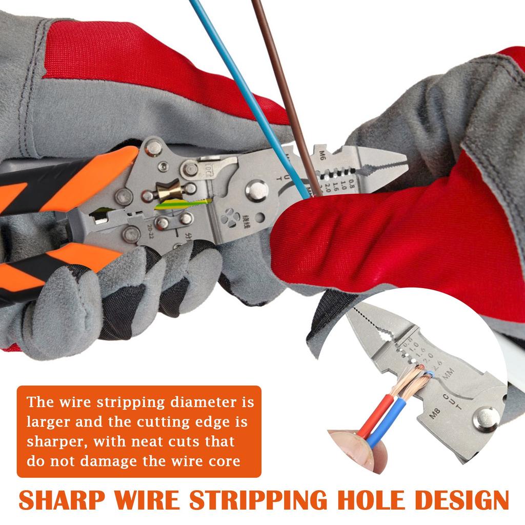 Folding Buckle 14 In 1 Universal Wire Stripping Pliers Multi-function Stripping Wire Splitting Wire Winding Wire Crimping Shears