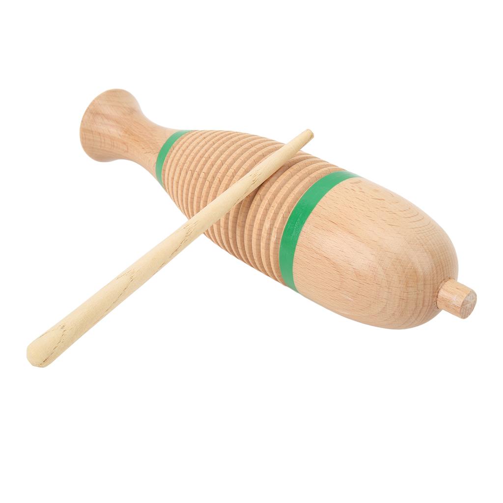 Fish Shaped Guiro Wooden Latin Percussion Musical Instruments with Rhythm Stick L for Kindergarten
