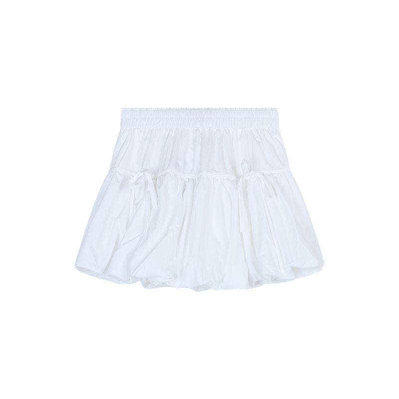 

Women s Summer Sweet Style Bud Skirt Bow Bandage White S
