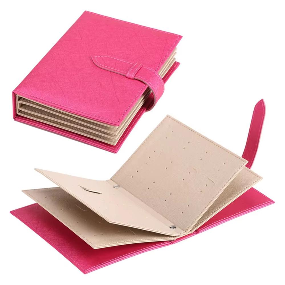 Portable Ear Studs Storage Case Jewelry Organizer Book Travel PU Leather Earrings Holder