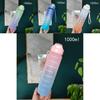 Large Capacity Gradient Frosted Plastic Water Bottle With Straw For Adults Outdoor Sports