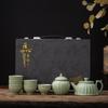 High-end Ru Kiln Kung Fu Tea Set, Open Film Can Be Raised, Household Teapot, Teacup Gift Box Gift