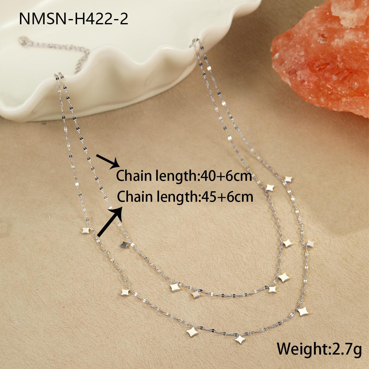 

New European and American Style Double Layer Twin Necklace Stainless Steel Simple Advanced Design Sense Ins Style Necklace 18K