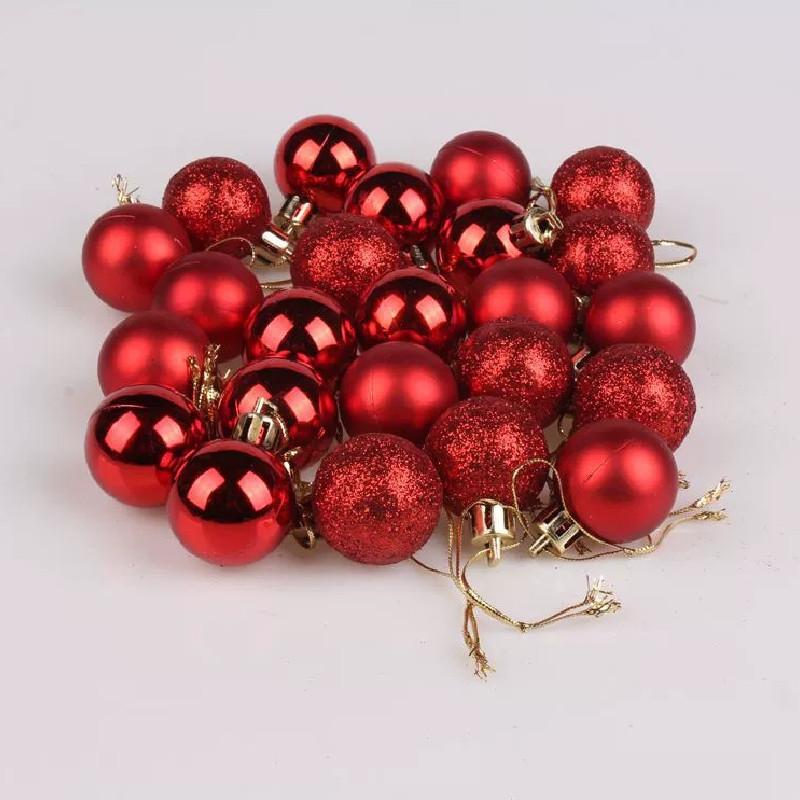 30mm Pack 24 Christmas Matte And Glitter Decor Ball Festival Props Atmosphere