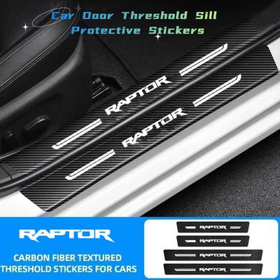 AAANF1 For Raptor Logo Carbon Fiber Car Interior Door Sill Anti Kick Sticker Scuff Scratch Badge Car Trunk Rear Bumper Stickers