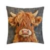 Highland Cow Pillow Cover Cute Cow Pattern Pillowcase with Hidden Zipper Home Decor Throw Pillow Case for Farmhouse Living Room Bedroom Sofa